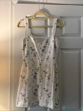 Reformation Cream Mini Dress with Purple Floral Print